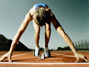 Runner Crouching at Starting Line